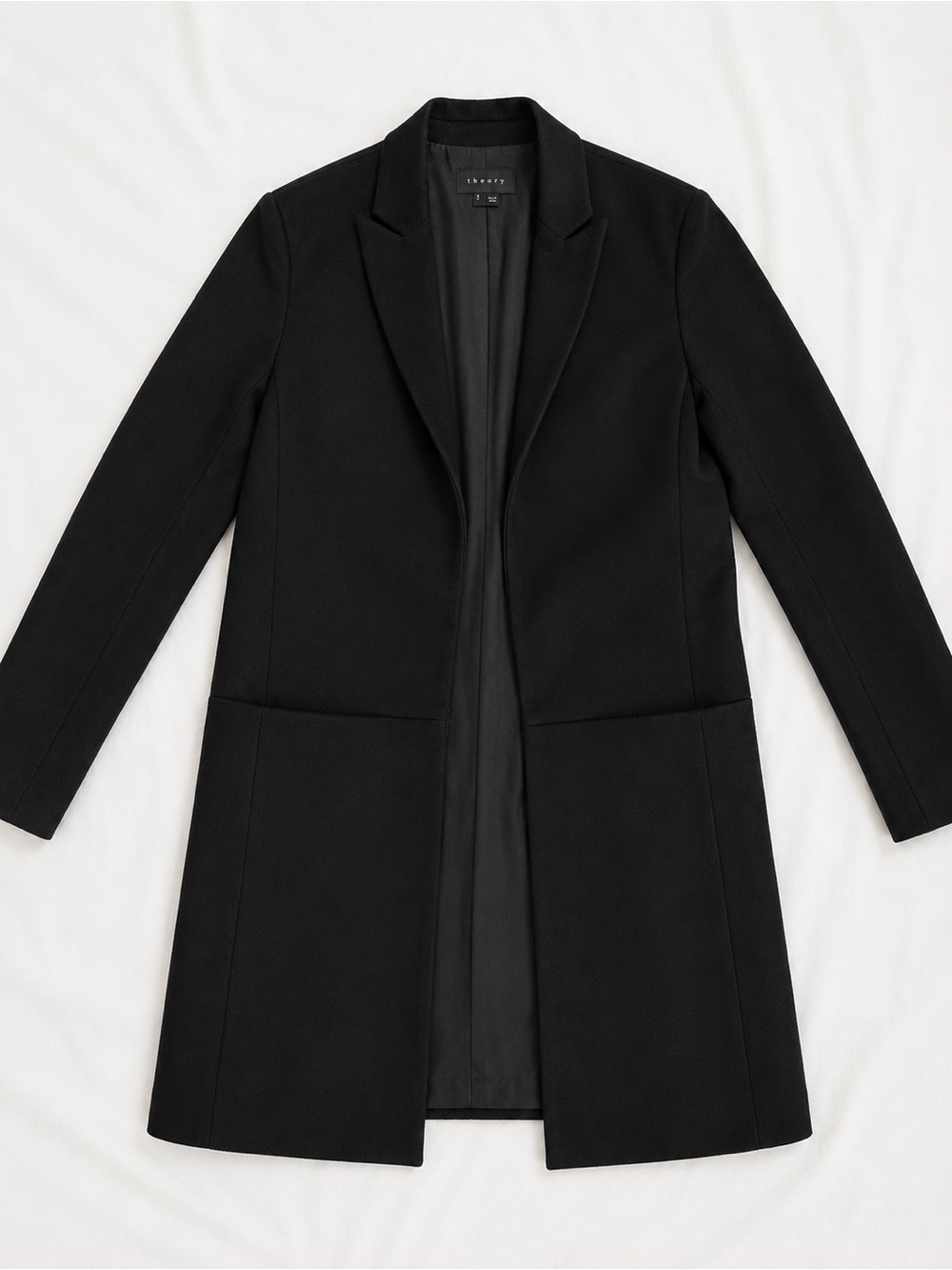 Theory Black Long Wool Coat